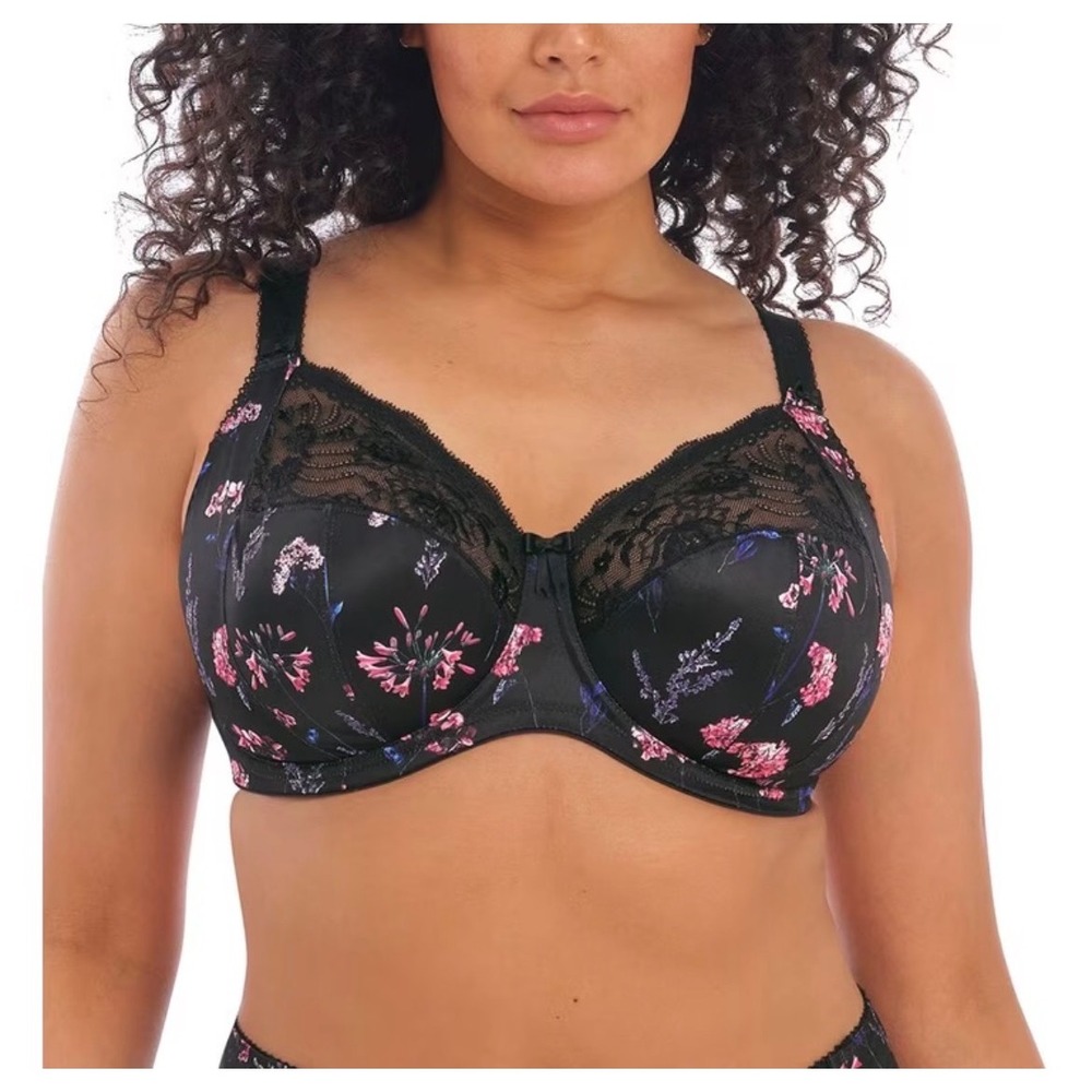 Elomi Womens Morgan Stretch Lace Bra Sz 34K Moonlight Meadow Floral Underwire
